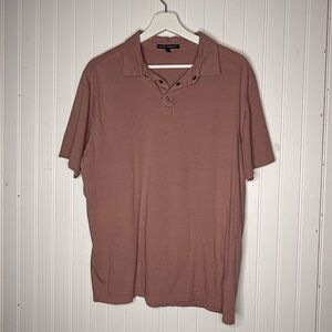 Robert Barakett Mens Magog Pink Cotton Polo Shirt With Snaps Placket Large